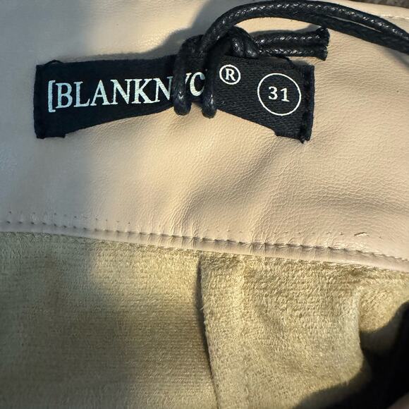 Blank NYC Tan Deep Energy Hi-Rise Vegan Leather Short Drawcord Waist NWT Size 31 - Picture 7 of 10